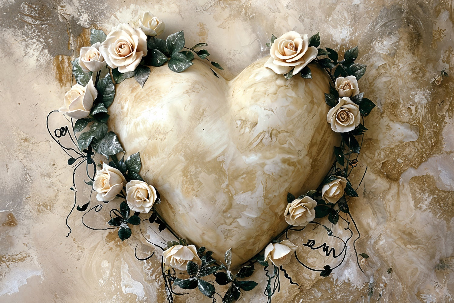 Backdrop For Valentine Classic Marble Texture Rose Heart Backdrop UK BRP12-218