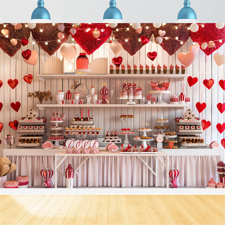 Backdrop Valentines Sweetheart Dessert Table Glitter Hearts Backdrop UK BRP12-225