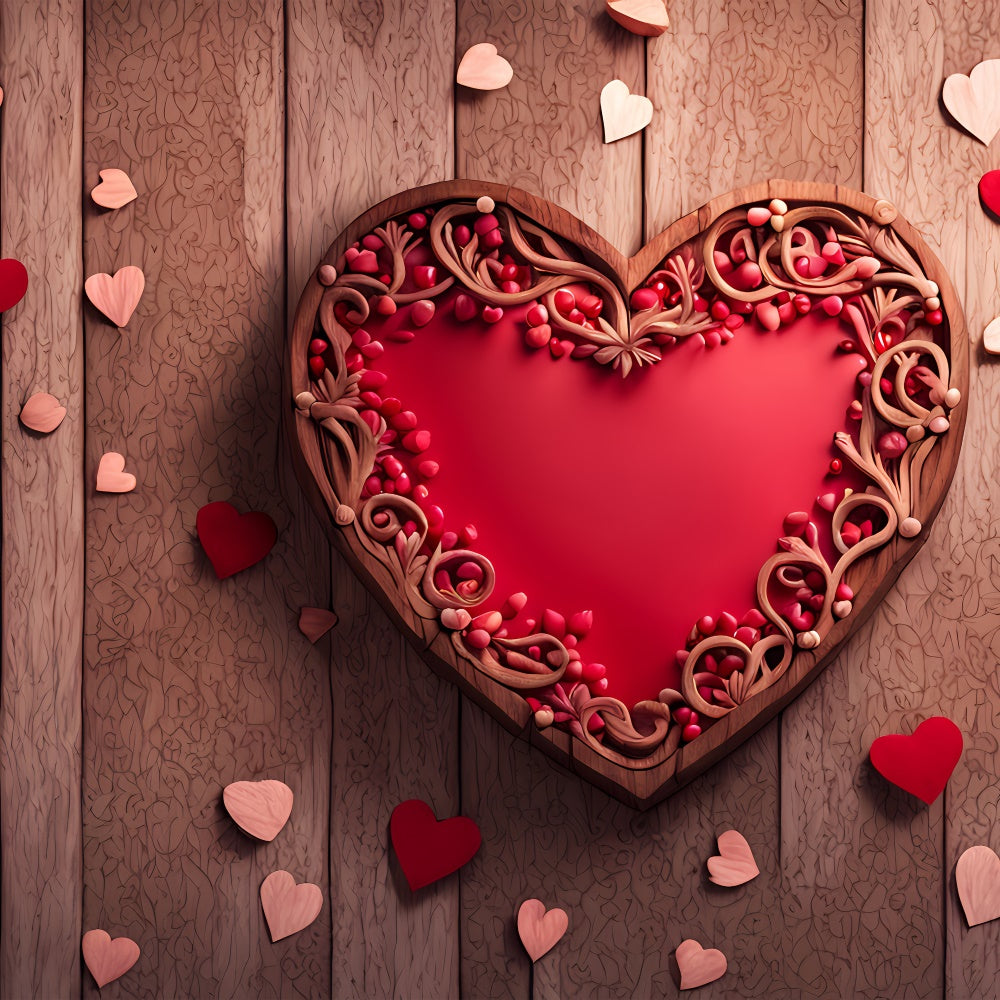 Backdrops Valentines Romantic Carved Heart Wood Wall Backdrop UK BRP12-231