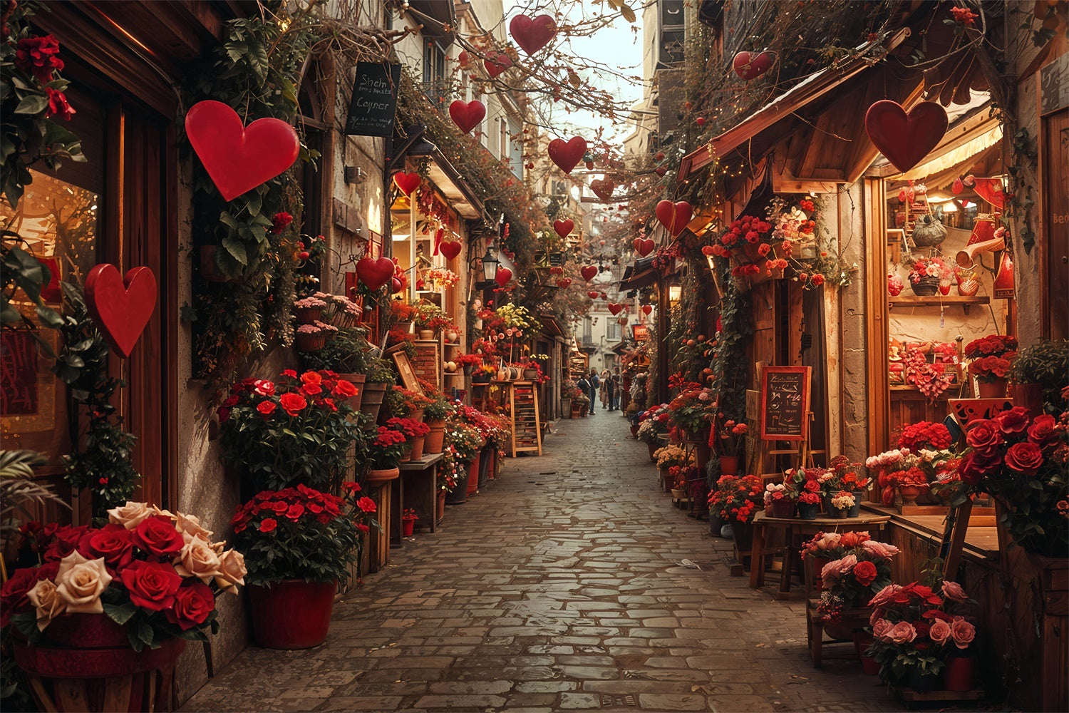 Valentines Heart Backdrop Rose Flower Street Rustic Backdrop UK BRP12-233