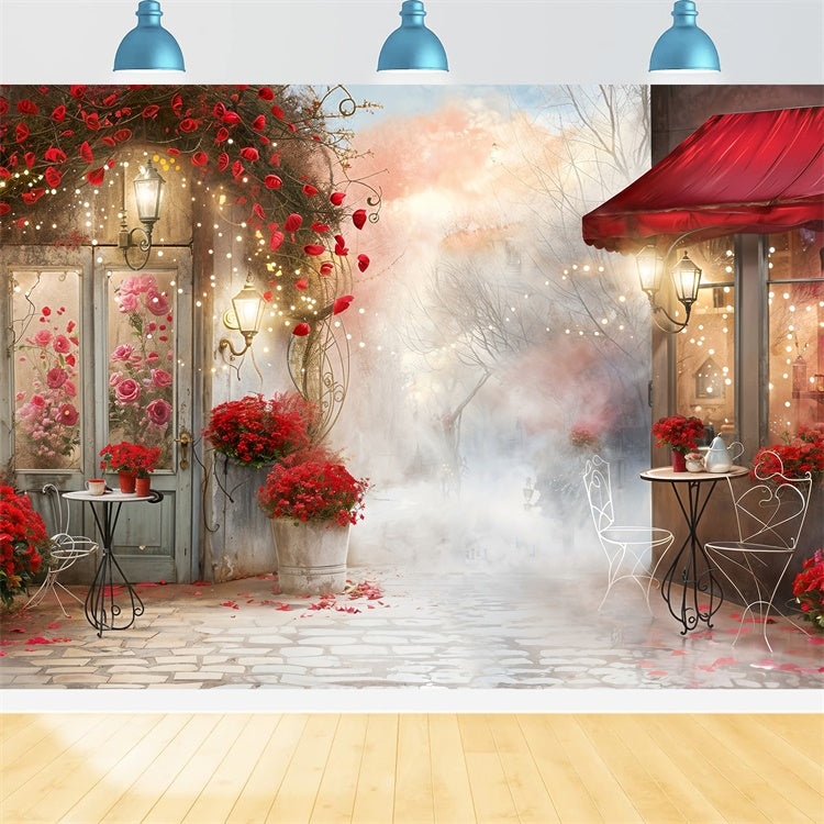 Valentine Backdrops Misty Romantic Valentine Garden Cafe Backdrop UK BRP12-234