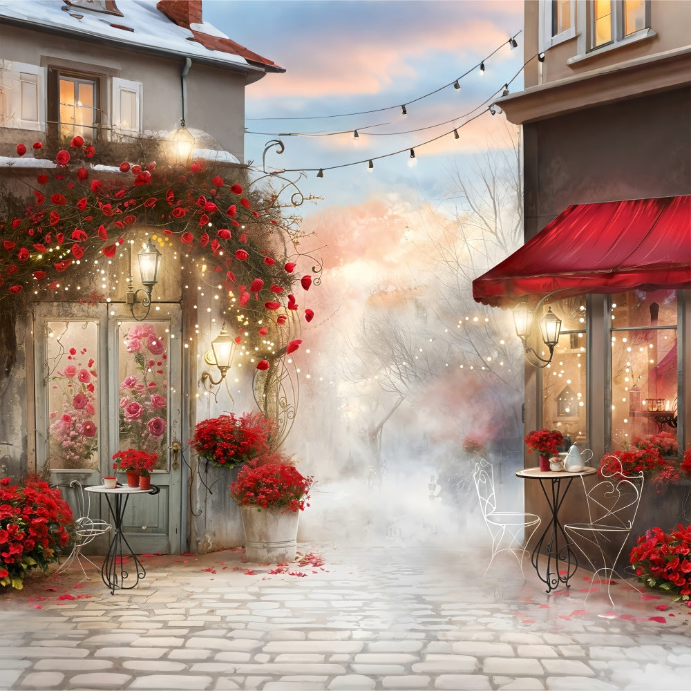 Valentine Backdrops Misty Romantic Valentine Garden Cafe Backdrop UK BRP12-234