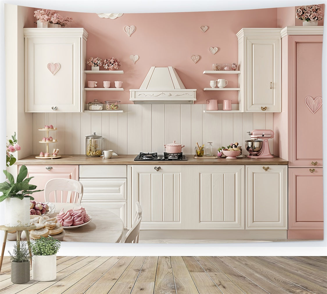 Valentine Backdrop Pink White Kitchen Backdrop UK BRP12-240