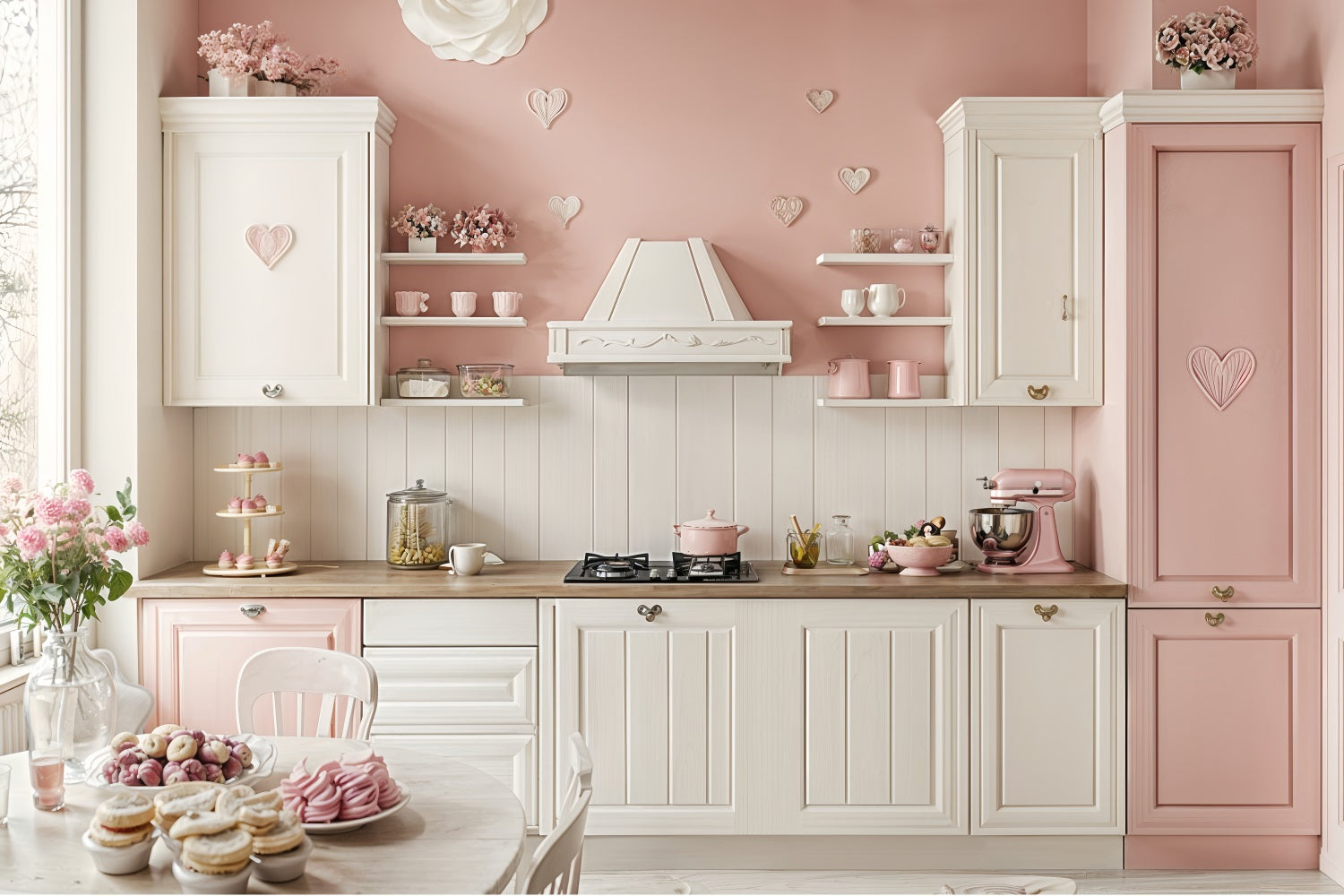 Valentine Backdrop Pink White Kitchen Backdrop UK BRP12-240