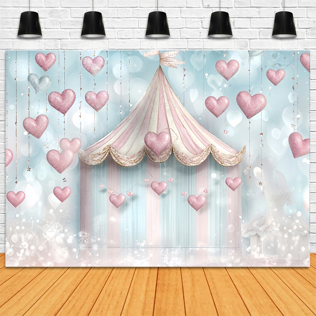 Valentine Theme Backdrop Pastel Tent Heart Decorations Backdrop UK BRP12-243