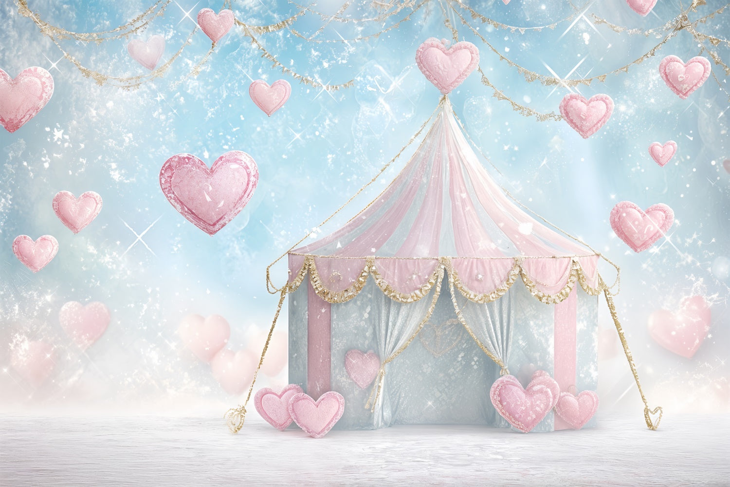 Valentine Backdrops Photography Pink Tent Glitter Heart Backdrop UK BRP12-244