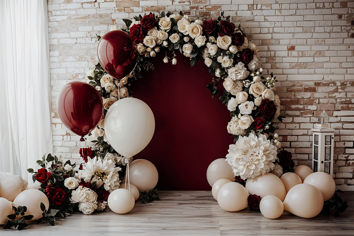 Backdrop Valentines Floral Balloon Arch Wedding Backdrop UK BRP12-252
