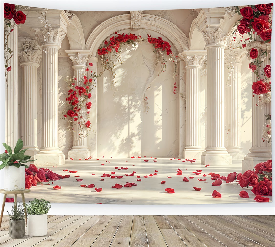 Valentine's Day Backdrop Rose Petals Marble Archway Backdrop UK BRP12-256