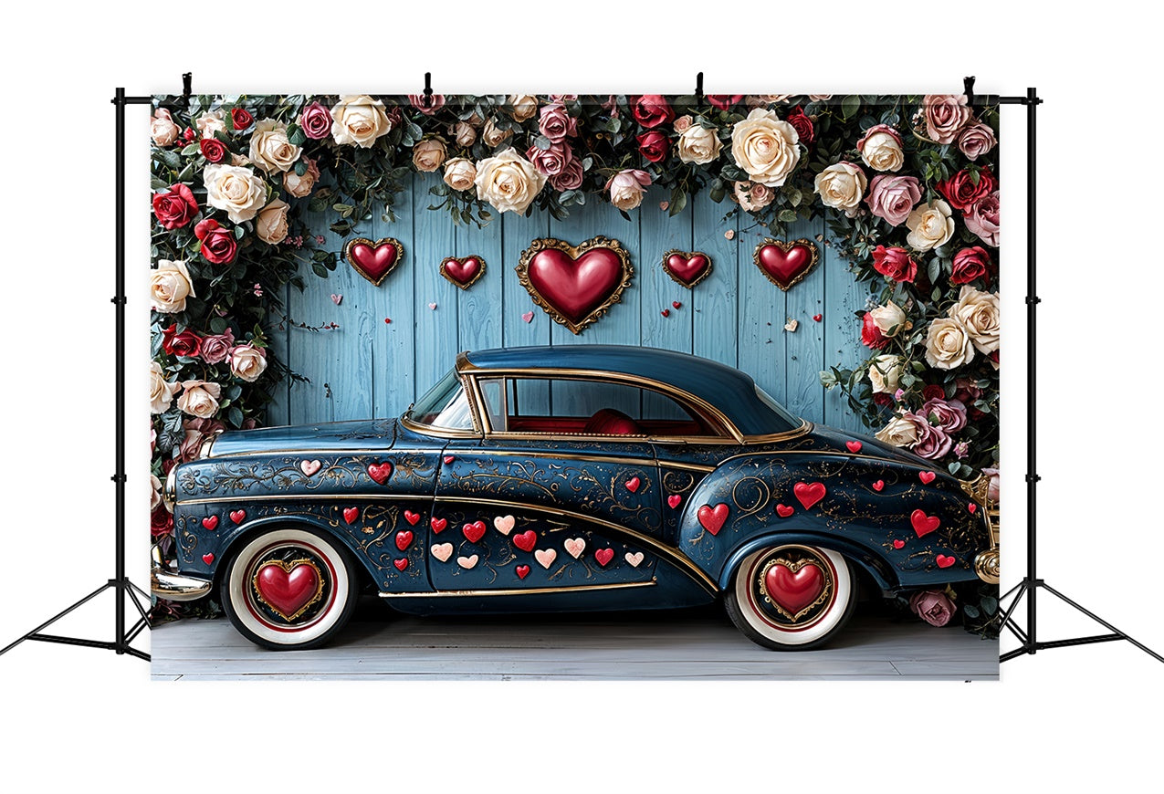 Valentine Photography Backdrop Rose Heart Car Display Backdrop UK BRP12-260