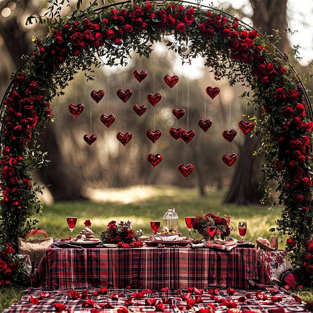 Valentine Photo Backdrops Red Rose Heart Picnic Backdrop UK BRP12-262