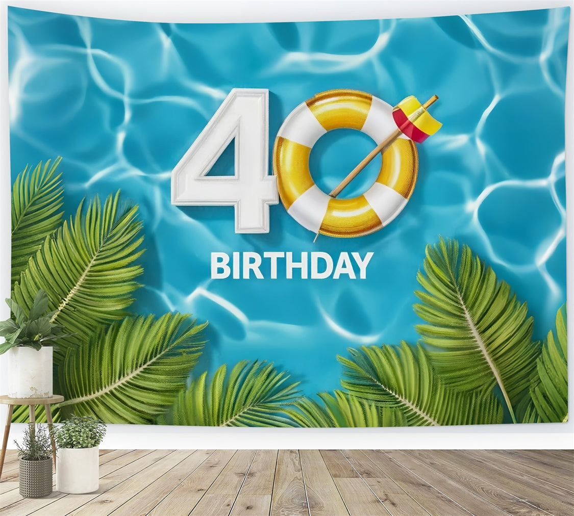 Custom Birthday Backdrops Classic Tropical Pool 40th Backdrop UK BRP12-280