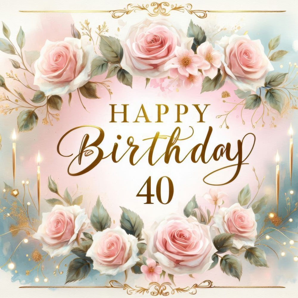 Birthday Backdrop Ideas Pink Roses 40th Party Backdrop UK BRP12-289