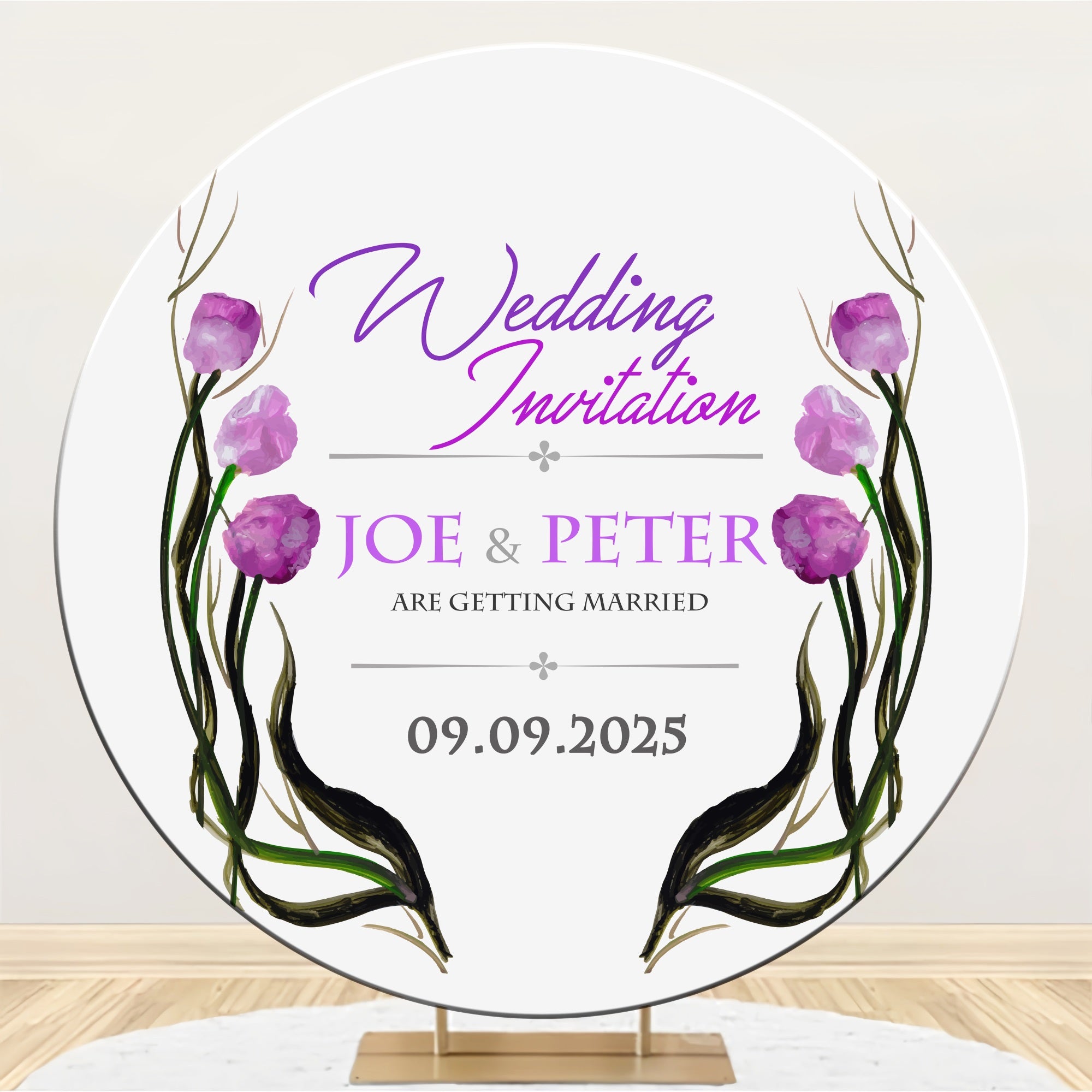 Personalized Photo Backdrop Wedding Purple Bloom Round Backdrop UK BRP12-326