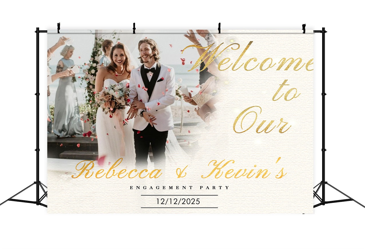 Wedding Ceremony Backdrop Modern Golden Script Custom Backdrop UK BRP12-339