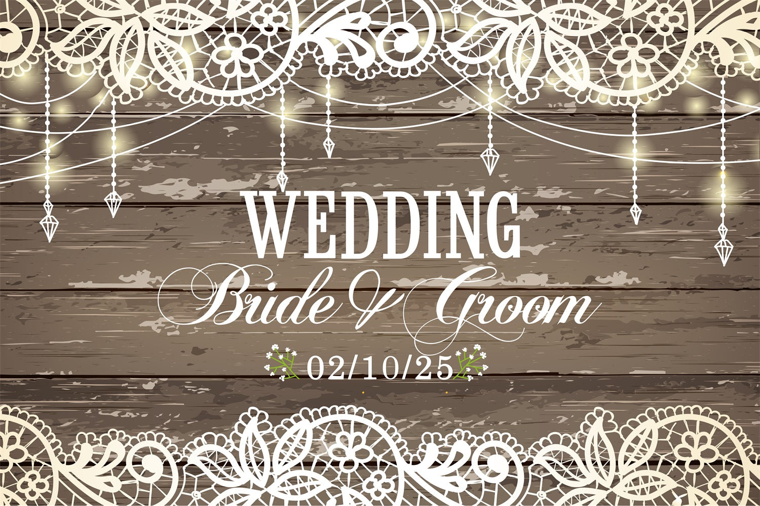 Custom Backdrop For Wedding Elegant Lace Wood Rustic Backdrop UK BRP12-344