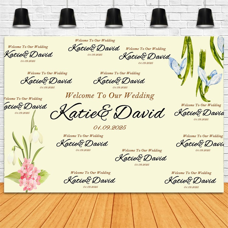 Personalized Backdrop Wedding Soft Vintage Flowers Backdrop UK BRP12-351