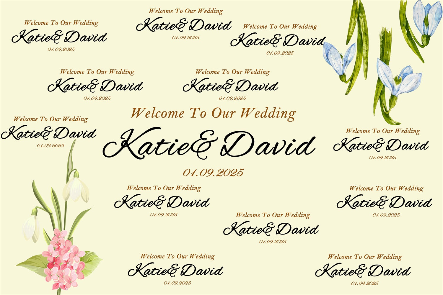 Personalized Backdrop Wedding Soft Vintage Flowers Backdrop UK BRP12-351