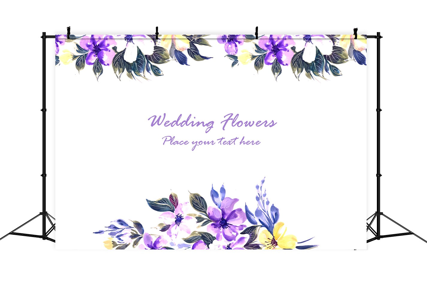 Custom Wedding Photo Booth Backdrop Purple Floral Watercolor Backdrop UK BRP12-357