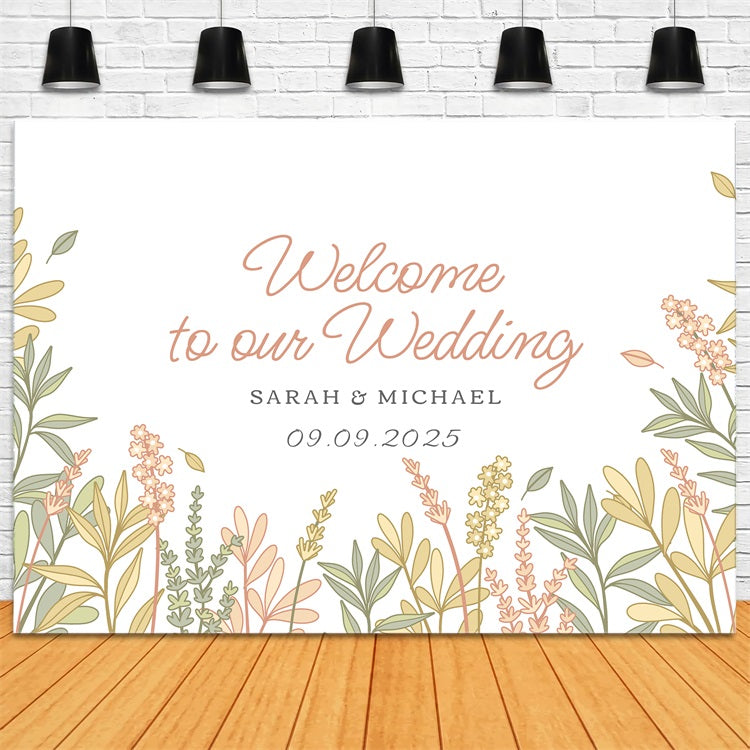 Personalized Wedding Backdrops Spring Theme Welcome Backdrop UK BRP12-373