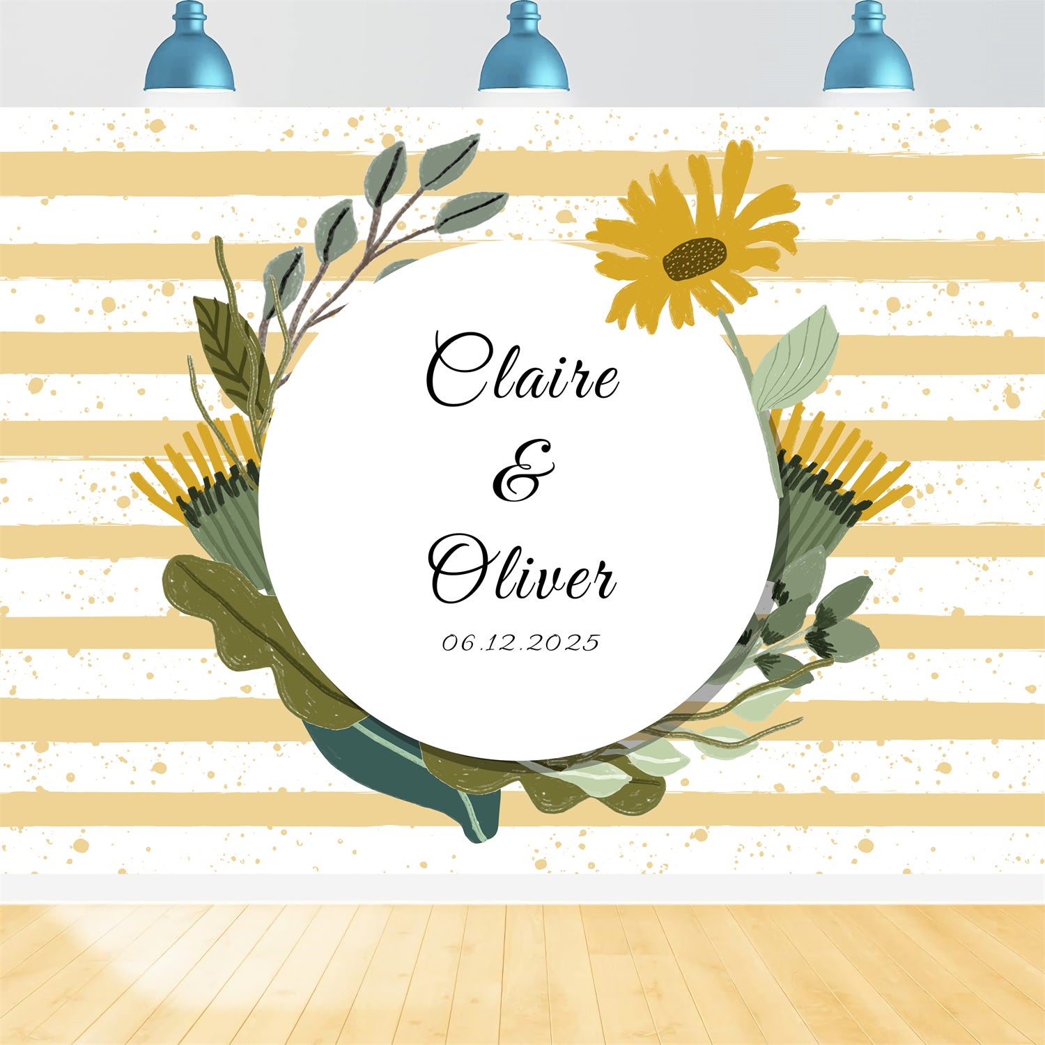 Backdrop Wedding Ideas Sunflower Yellow Stripe Backdrop UK BRP12-376