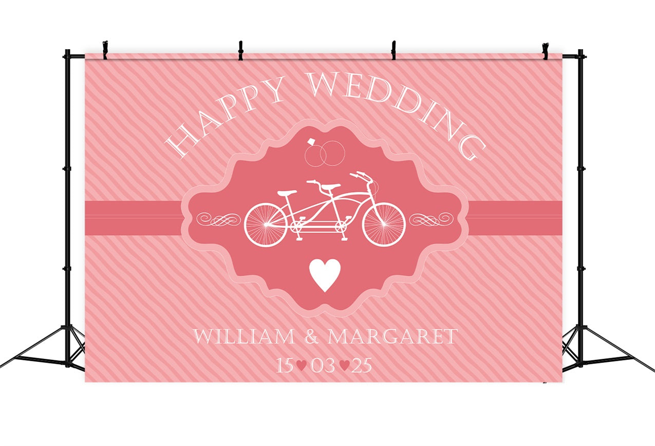 Custom Wedding Photo Backdrops Pink Tandem Bicycle Backdrop UK BRP12-378