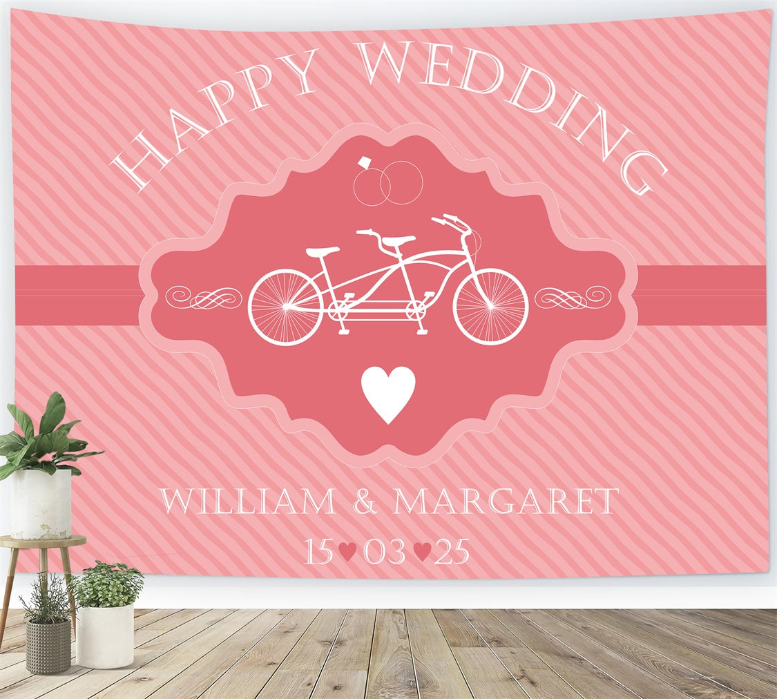 Custom Wedding Photo Backdrops Pink Tandem Bicycle Backdrop UK BRP12-378