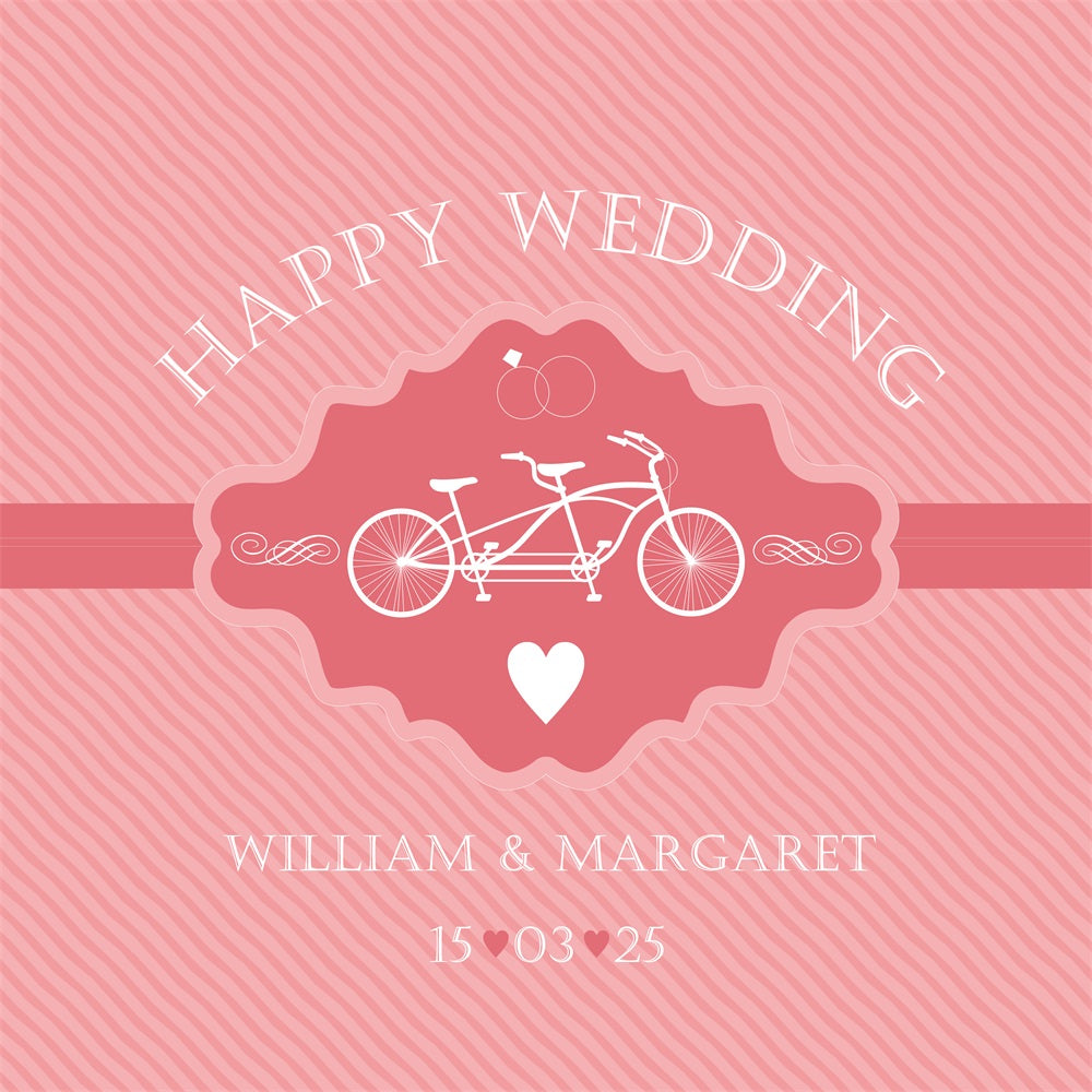 Custom Wedding Photo Backdrops Pink Tandem Bicycle Backdrop UK BRP12-378