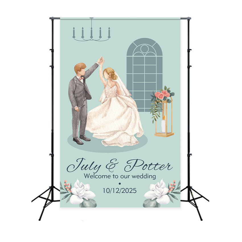 Personalized Wedding Photo Backdrop Bride Groom Dancing Backdrop UK BRP12-379