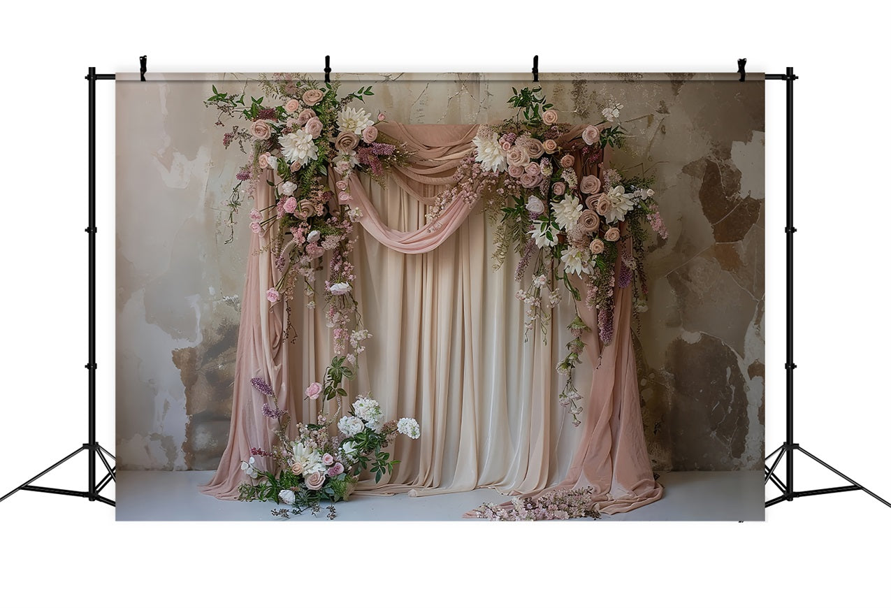 Wedding Arch Backdrop Ideas Pink Draped Floral Backdrop UK BRP12-386