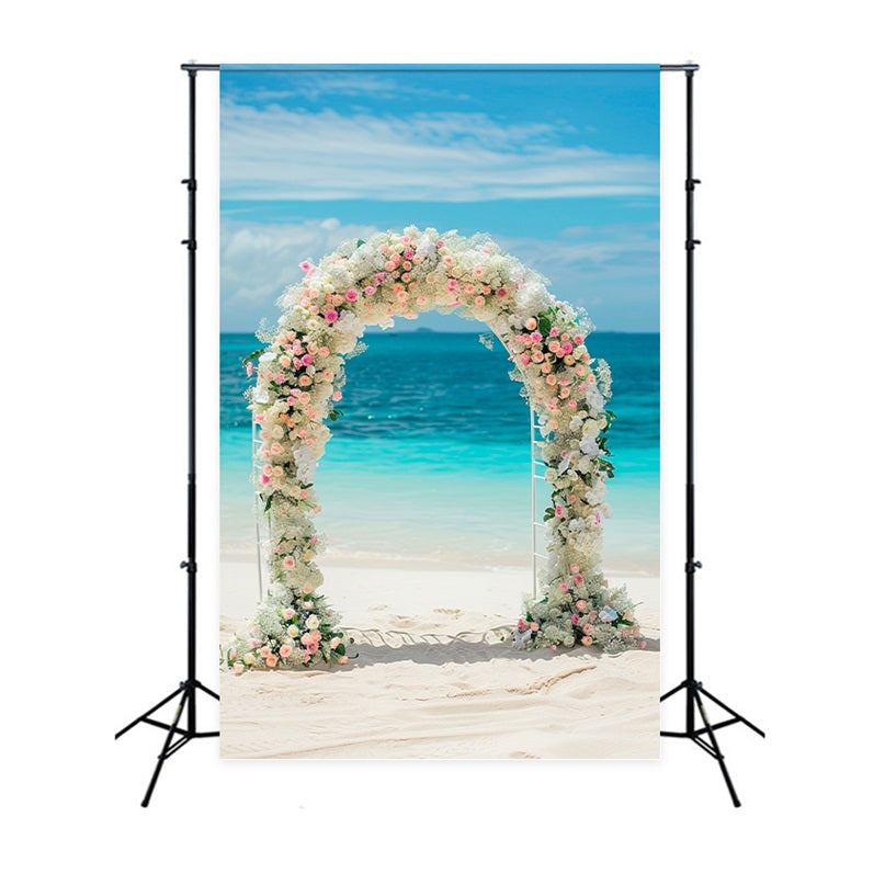 Outdoor Wedding Backdrop Beachside Floral Arch Backdrop UK BRP12-388