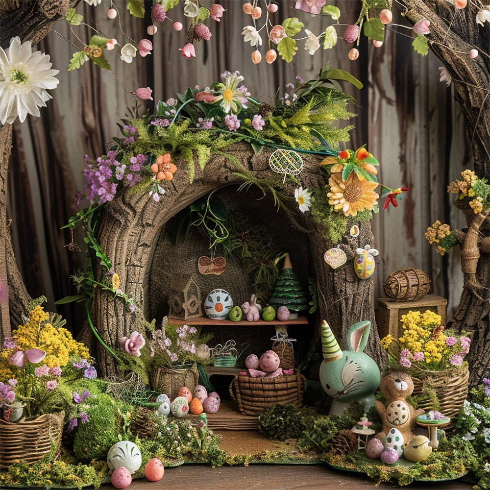 Easter Photo Backdrops Rustic Treehouse Bunny Decor Backdrop UK BRP12-411