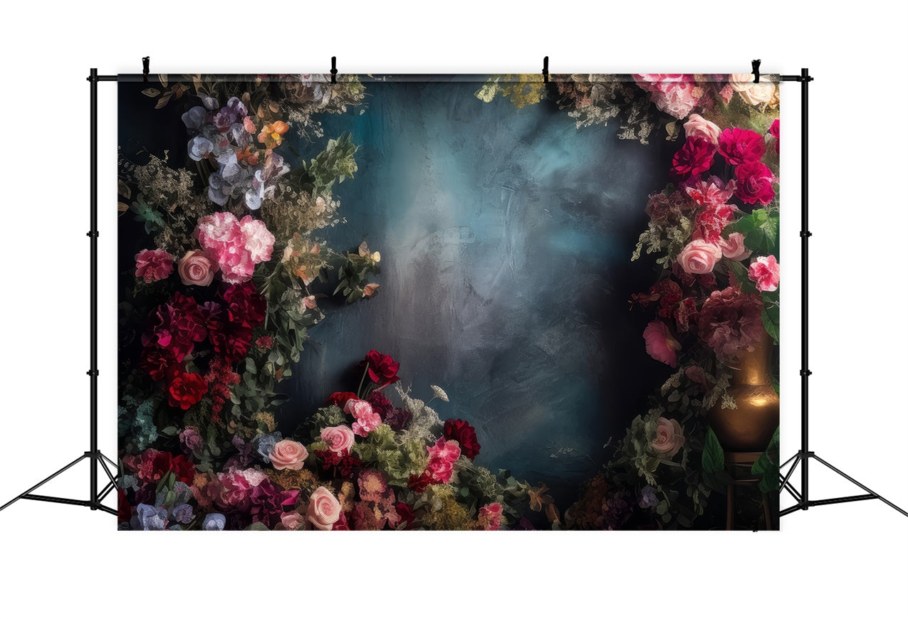 Spring Backdrop Romantic Rose Frame Dark Blue Backdrop UK BRP12-454