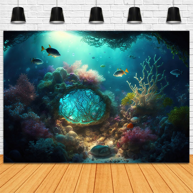 Mermaid Backdrops Colorful Coral Aquatic Plants Backdrop UK BRP12-46