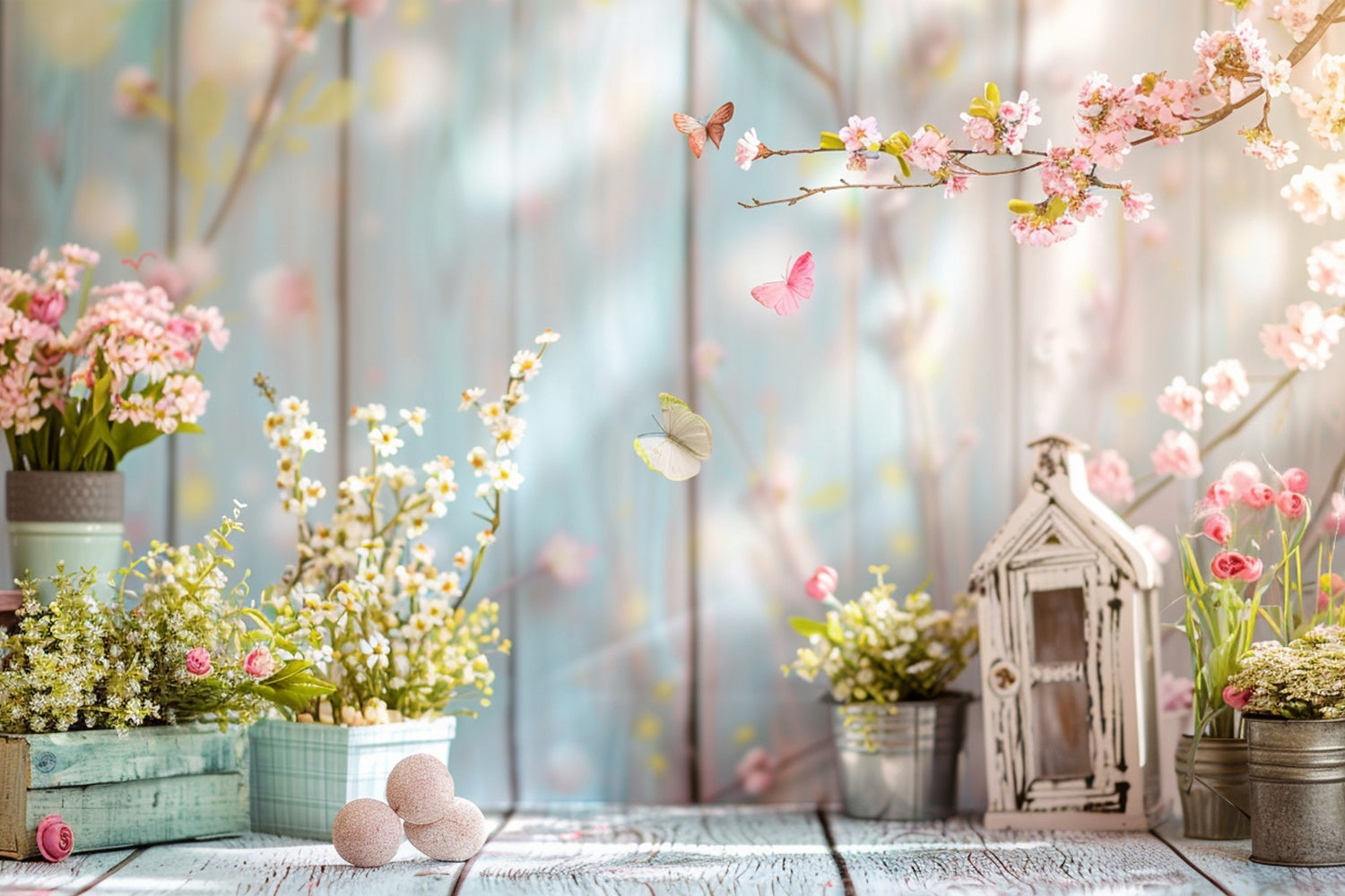 Spring Backdrops Ideas Butterfly Dance Floral Garden Backdrop UK BRP12-467