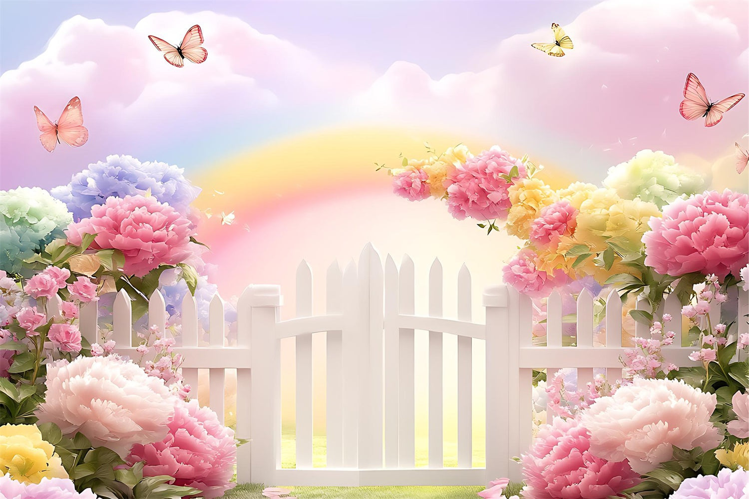 Spring Photo Backdrop Vibrant Flowers Pastel Rainbow Backdrop UK BRP12-478