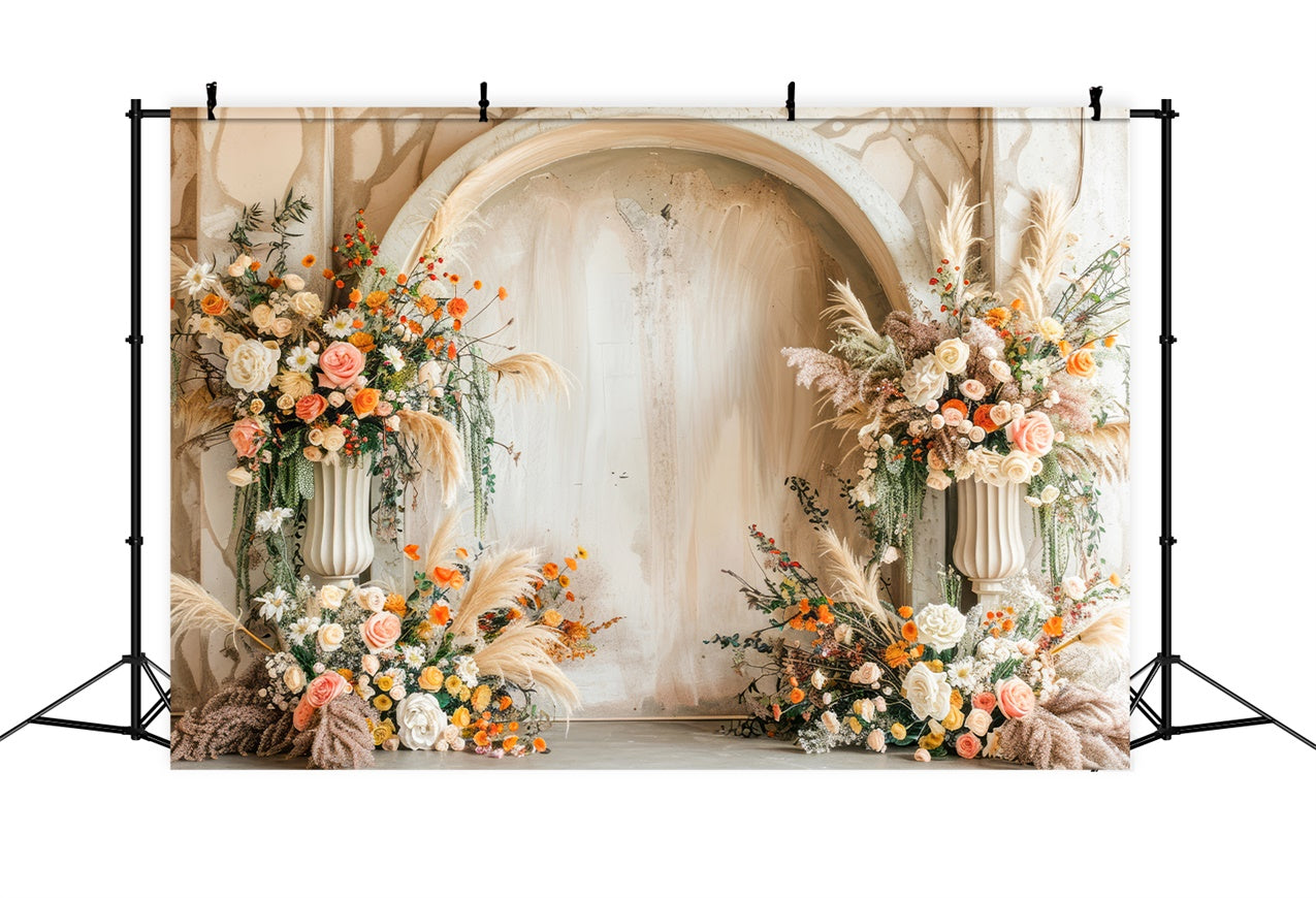 Spring Backdrops Photography Beige Archway Elegant Flower Backdrop UK BRP12-485