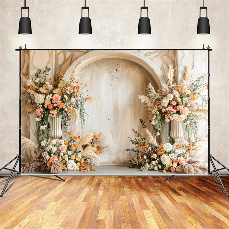 Spring Backdrops Photography Beige Archway Elegant Flower Backdrop UK BRP12-485