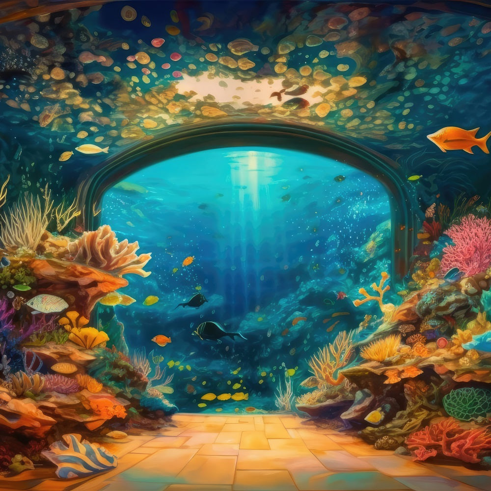 Mermaid Theme Backdrop Ornate Underwater Archway Backdrop UK BRP12-49