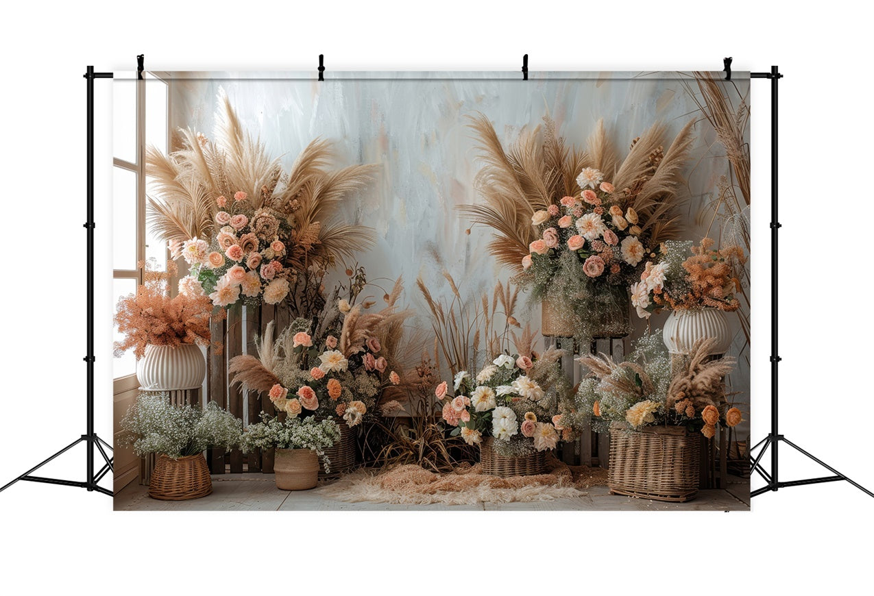 Spring Photography Backdrop Rustic Bohemian Flower Backdrop UK BRP12-492