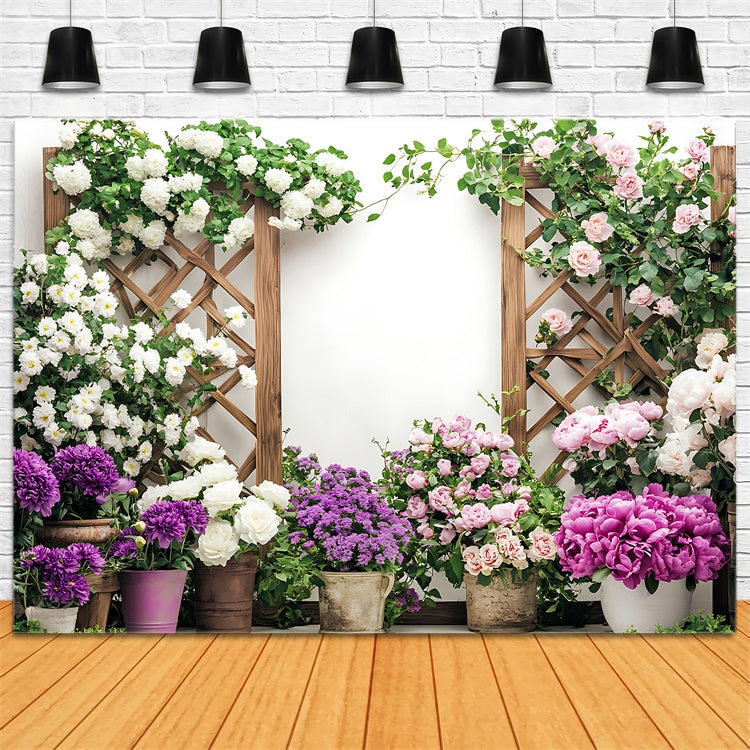 Spring Photography Backdrops Floral Garden Wooden Charm Backdrop UK BRP12-495