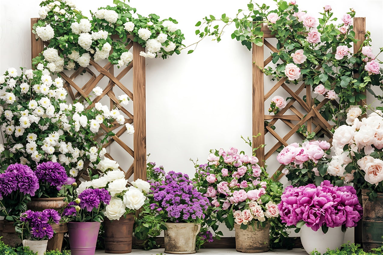 Spring Photography Backdrops Floral Garden Wooden Charm Backdrop UK BRP12-495