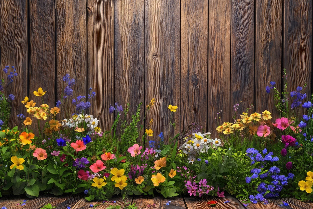 Spring Photo Backdrops Charm Floral Wooden Backdrop UK BRP12-498