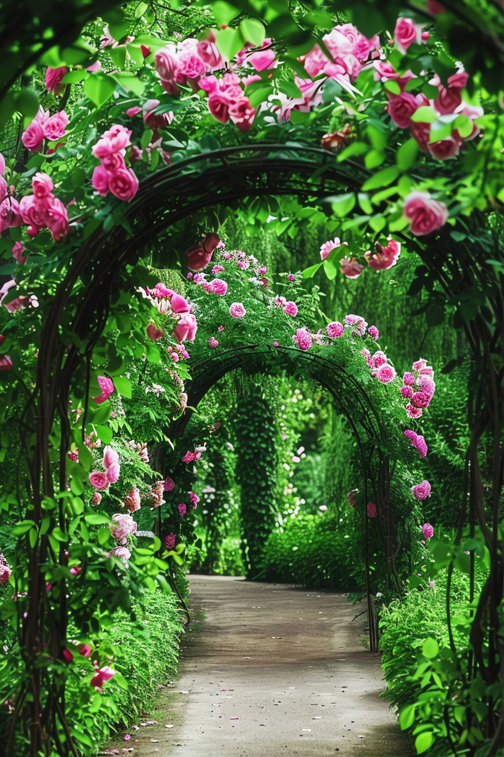 Spring Themed Backdrop Pink Roses Archway Path Backdrop UK BRP12-517