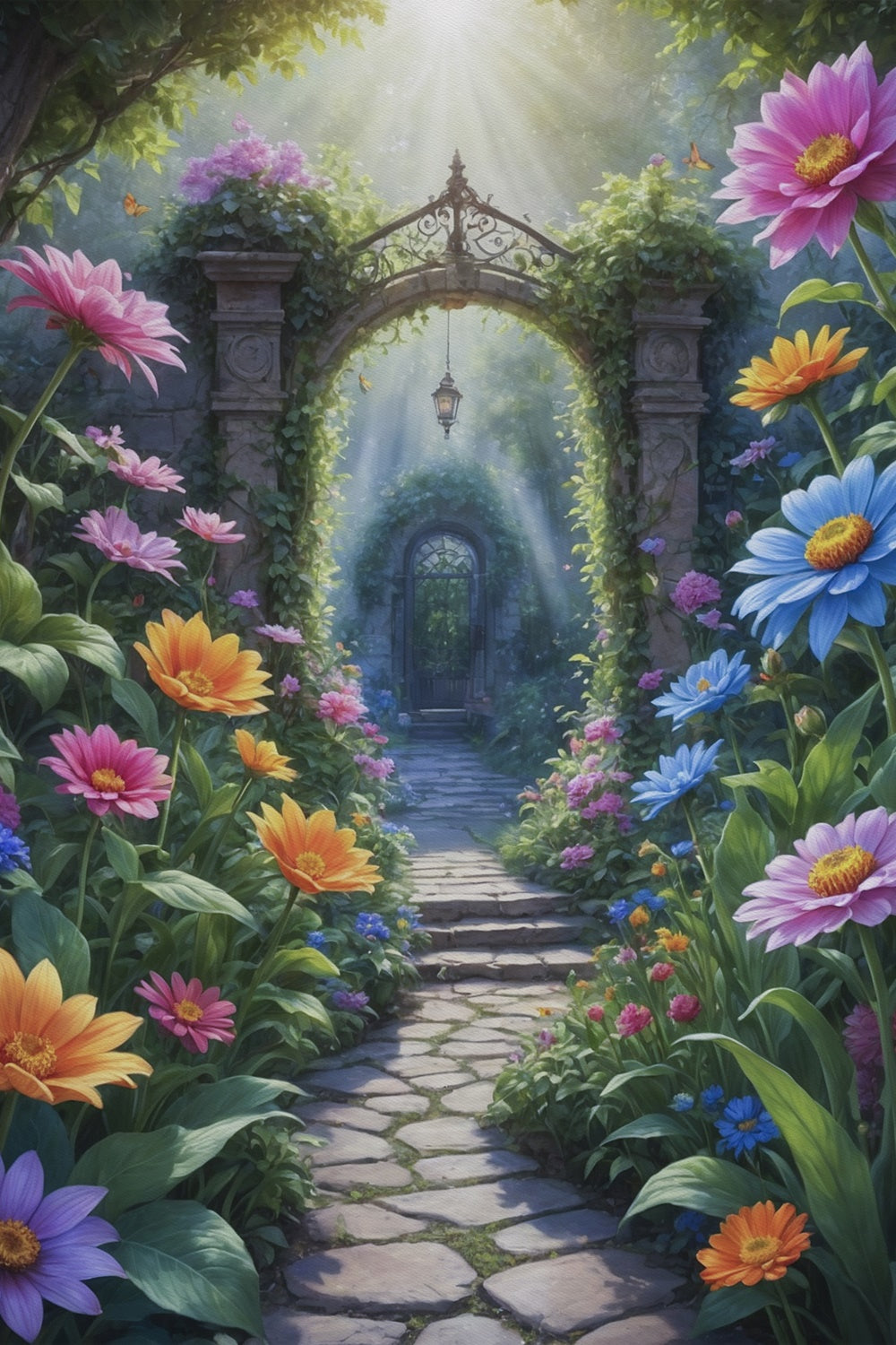 Spring Flowers Backdrop Garden Pathway Arch Backdrop UK BRP12-518