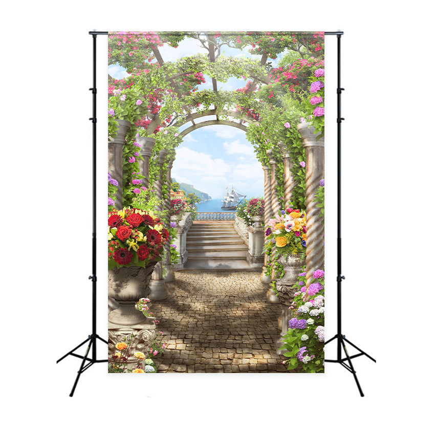 Spring Backdrops Coastal Garden Archway Flower Vines Backdrop UK BRP12-519