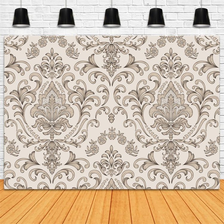 Damask Backdrops Elegant Brown Floral Decorative Backdrop UK BRP12-611