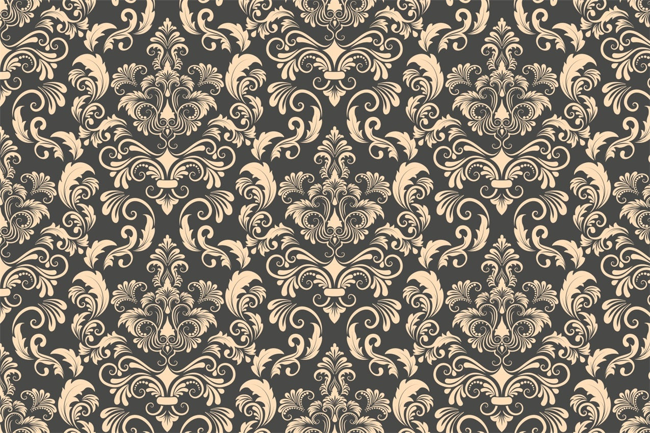 Damask Photo Backdrops Elegant Beige Floral Ornate Backdrop UK BRP12-612