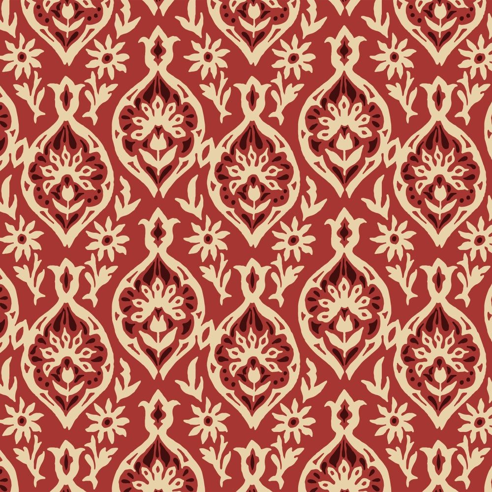 Damask Photo Backdrops Vintage Red Ivory Floral Backdrop UK BRP12-619