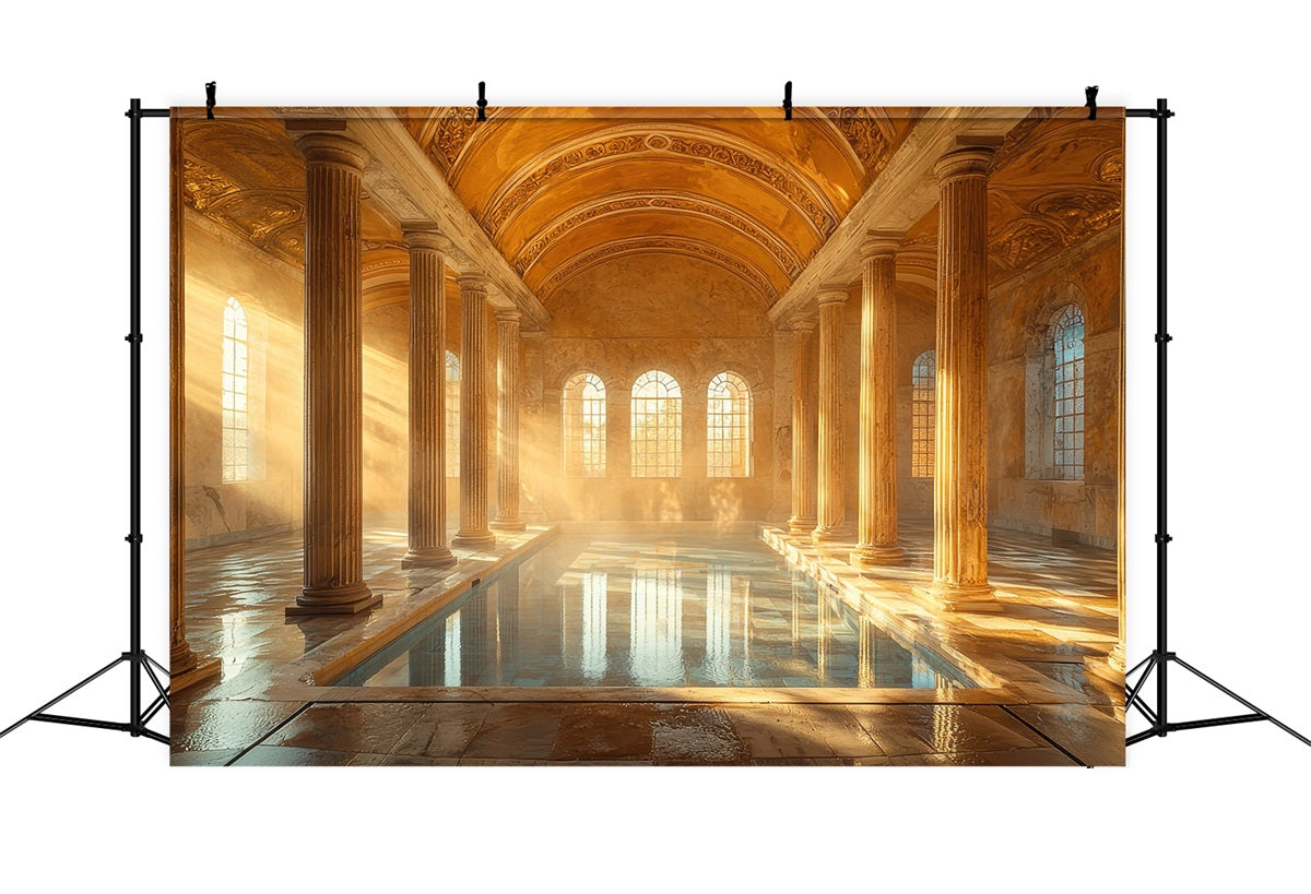 Architecture Backdrop Sunlit Indoor Pool Marble Backdrop UK BRP12-646