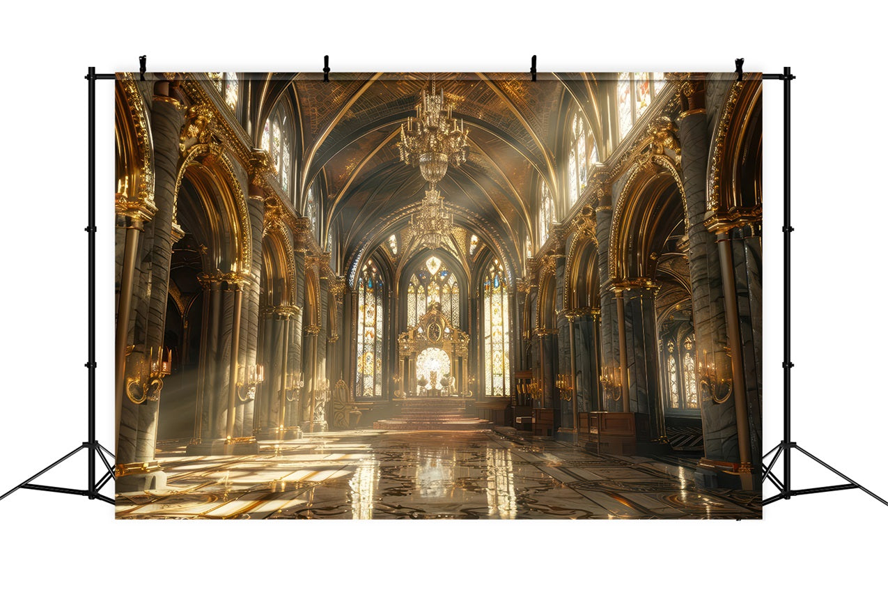 Architecture Backdrop Gothic Cathedral Golden Arches Backdrop UK BRP12-652